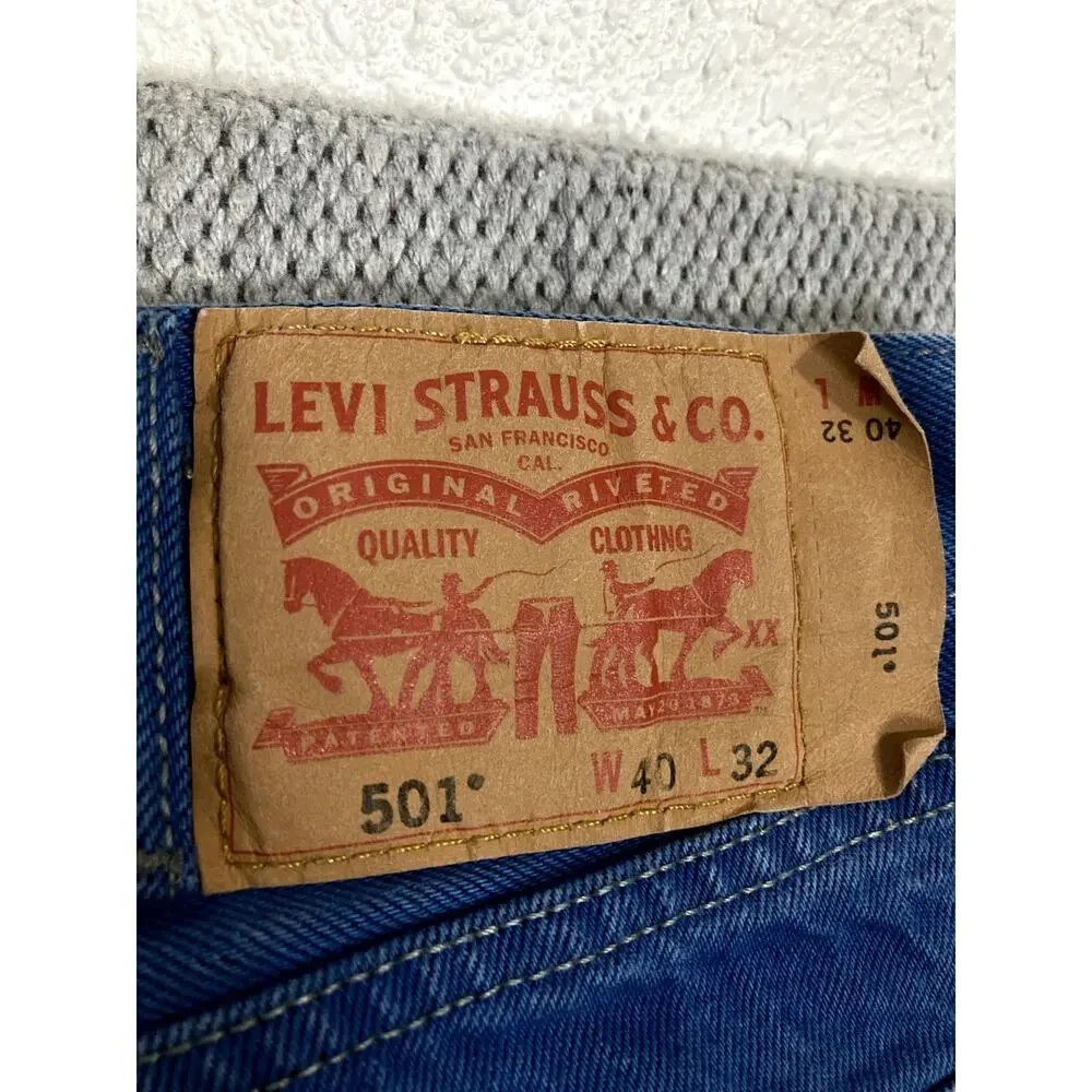 Levi's 501 XX Jeans Mens 40X30 Ice Blue Marbled Regular Straight Button‎ Fly